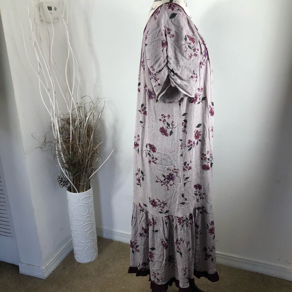 KAYLA-G MUMU DRESS PURPLE FLORAL RUFFLES Size L - Picture 8 of 10